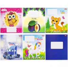 Зошит 12 аркушів лінія Мультяшні, дитячі картинки KNZ