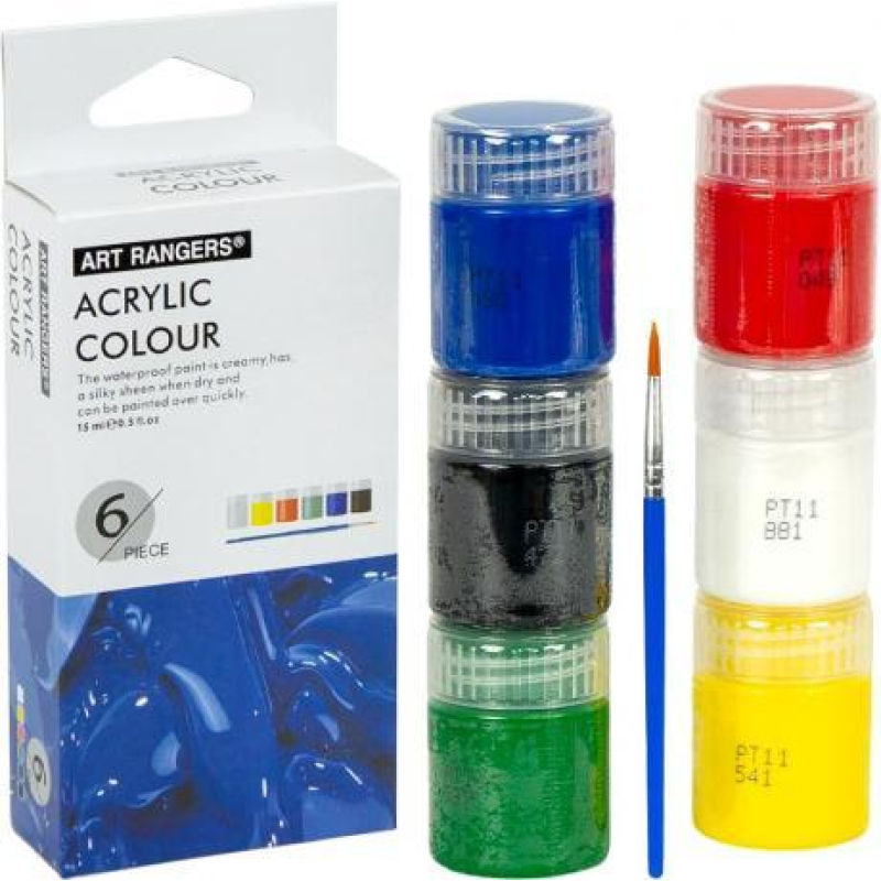 Фарба акрилова 15мл “Art Ranger“ 6 кольорів “Acrylic“ з пензлем A06015-1 KNZ Фарба акрилова 15мл “Art Ranger“ 6 кольорів “Acrylic“ з пензлем A06015-1 KNZ