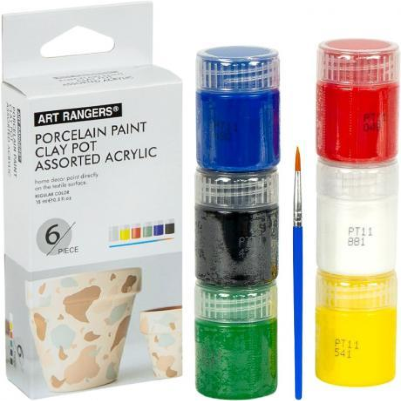 Фарби для фарфору 15мл “Art Ranger“ 6 кольорів “Porcelain“ з пензлем A06015-3 KNZ
