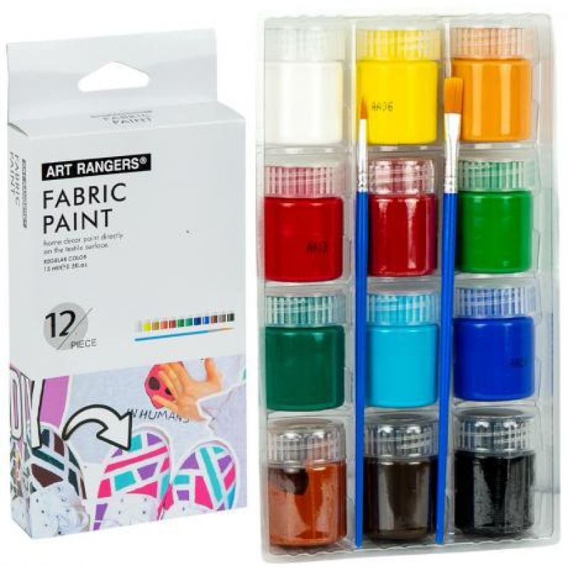 Фарби для тканини 15мл “Art Ranger“ 12 кольорів з пензлями A12015-4 KNZ