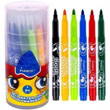 Фломастери Marco 21 колір, пензлик у пластиковому тубусі (легко змиваються) 1633-21PD KNZ