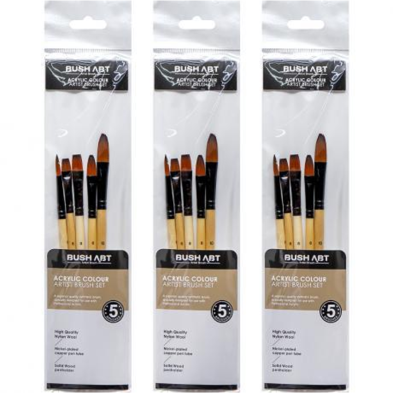 Набір пензлів художніх 5шт для акрилових фарб нейлон AS550-4 KNZ