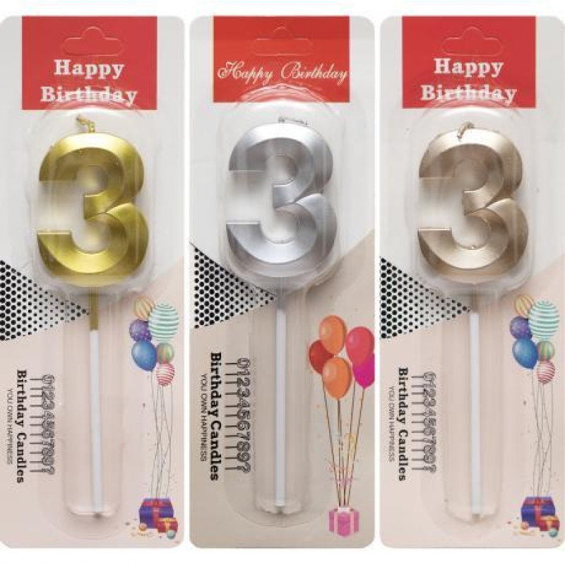 Свічка-цифра “3“ металік TL-1056 KNZ