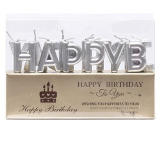 Свічки для торта літери “Happy Birthday“ Срібло TL-1052 KNZ