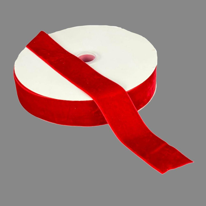 Оксамитова стрічка 4 см (±5 мм) х 30 ярдів Червоний Marill (D00840-C 23)