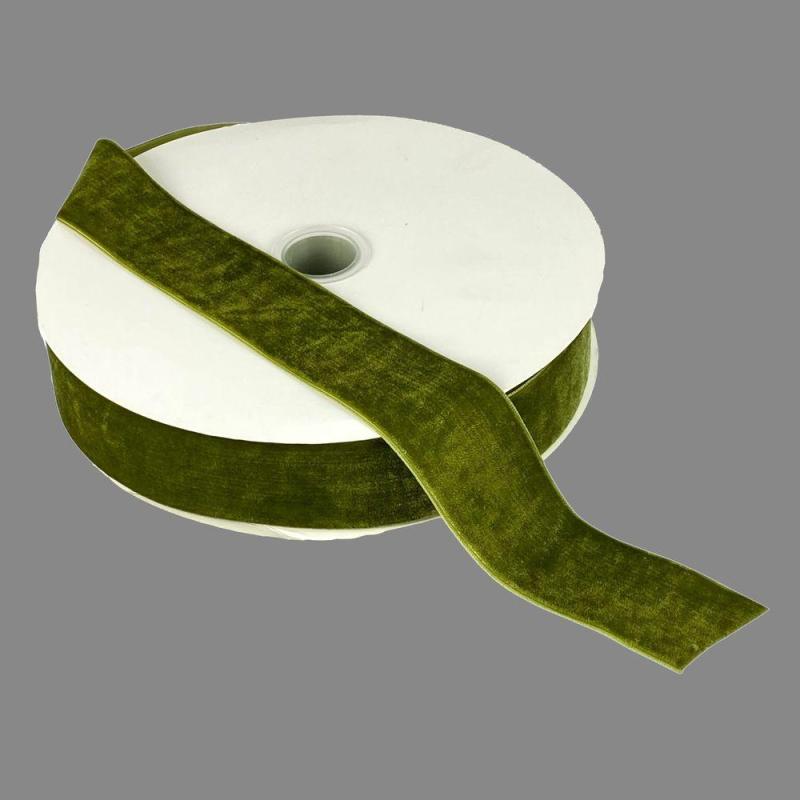 Оксамитова стрічка 4 см (±5 мм) х 30 ярдів Зелений Marill (D00840-C 56)