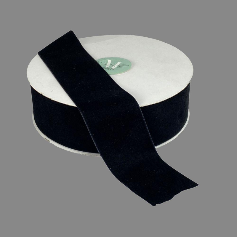 Оксамитова стрічка 5 см (±5 мм) х 20 ярдів Чорний Marill (D00850-Black)