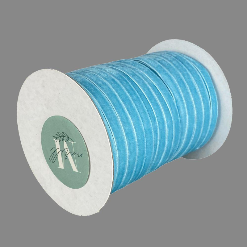 Оксамитова стрічка 0,6 см х 50 ярдів Блакитний Marill (D00806-C 61)