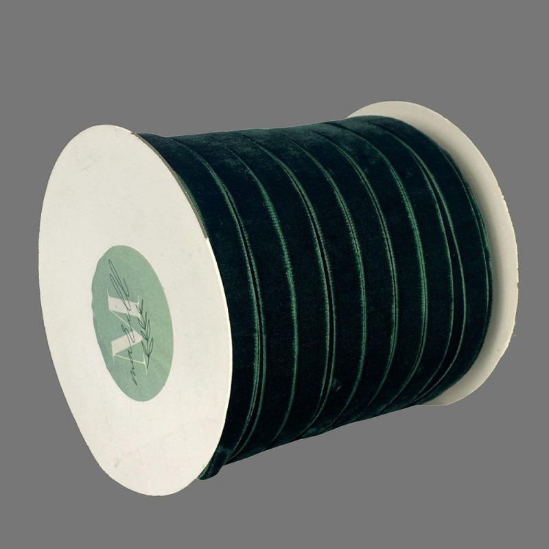 Оксамитова стрічка 1,0 см х 50 ярдів Зелений Marill (D00810-C 59)