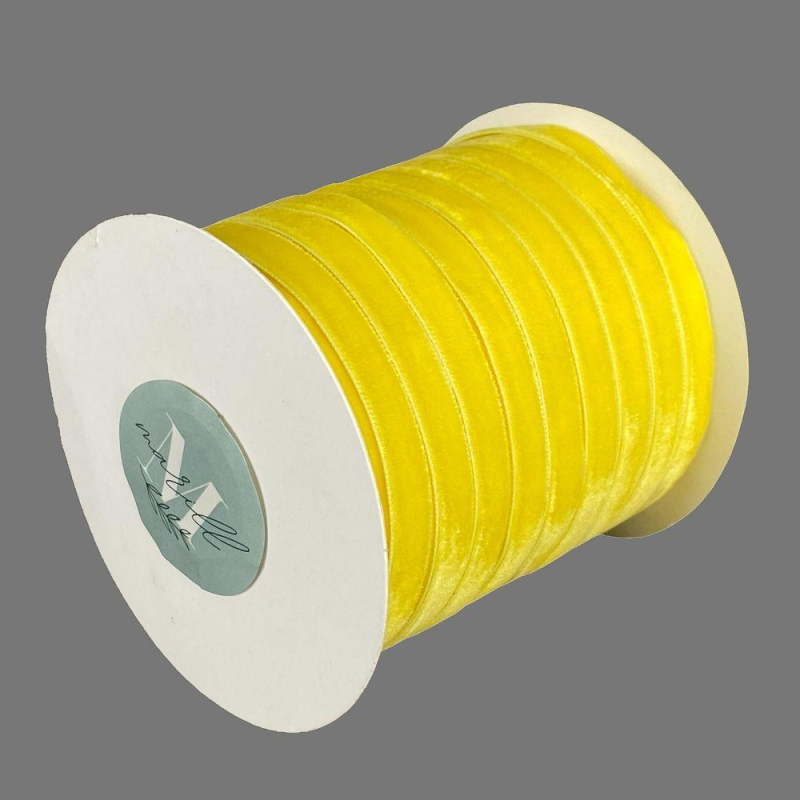 Оксамитова стрічка 1,0 см х 50 ярдів Жовтий Marill (D00910-C 15)