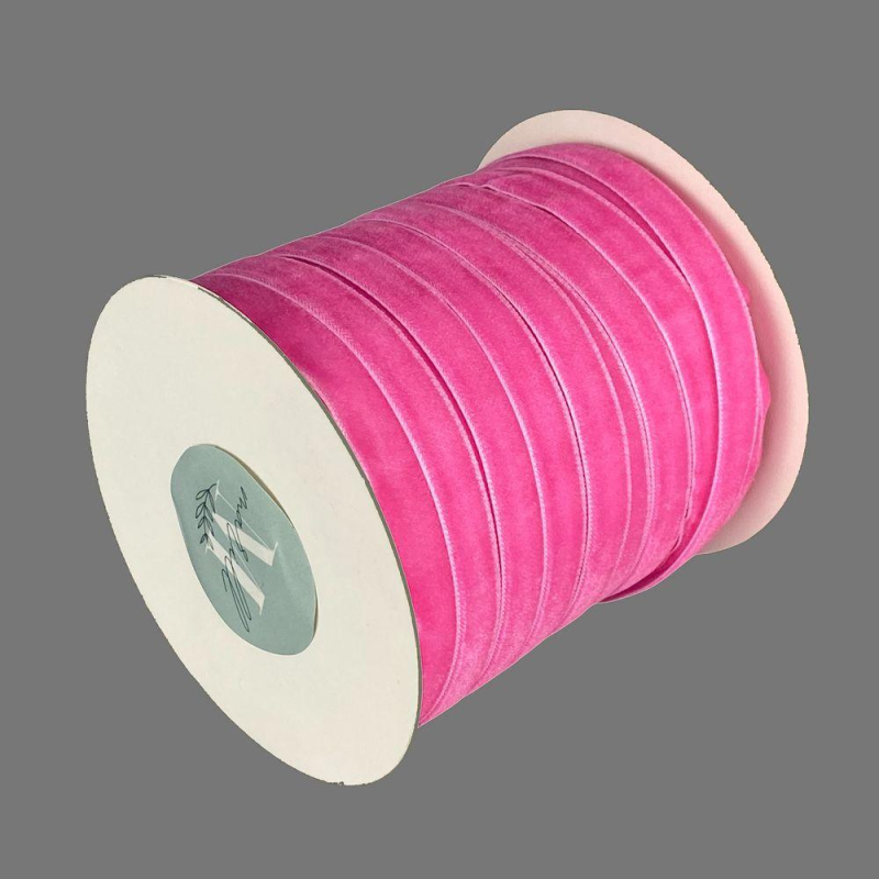 Оксамитова стрічка 1,0 см х 50 ярдів Рожевий Marill (D00910-C 19)