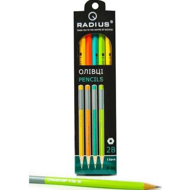 Олівець простий шестигранний 2B “Radius“ не заточений P-98 KNZ