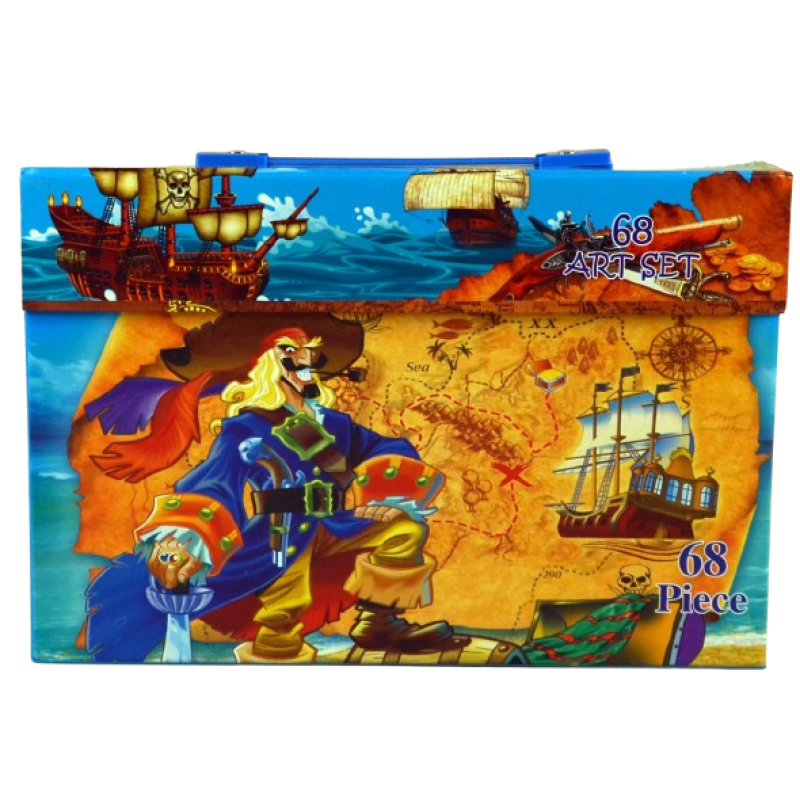 Художній набір для малювання у валізі 68 предметів, комплект юного художника “Пірати“ KNZ