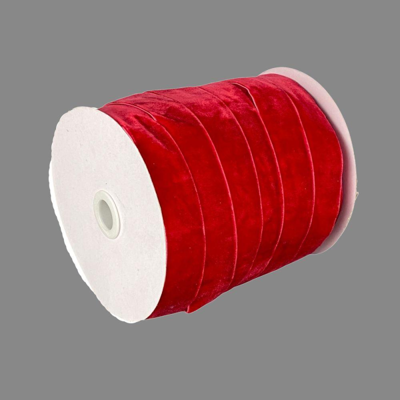 Оксамитова стрічка 2,5 см х 50 ярдів Червоний Marill (D00825-С 53)