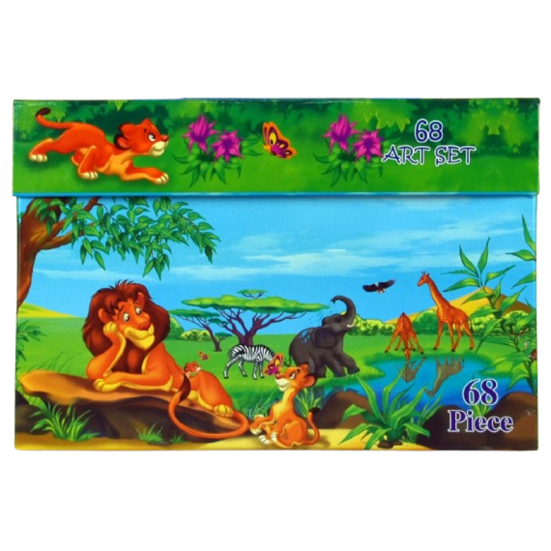 Художній набір для малювання у валізі 68 предметів, комплект юного художника “Джунглі“ KNZ
