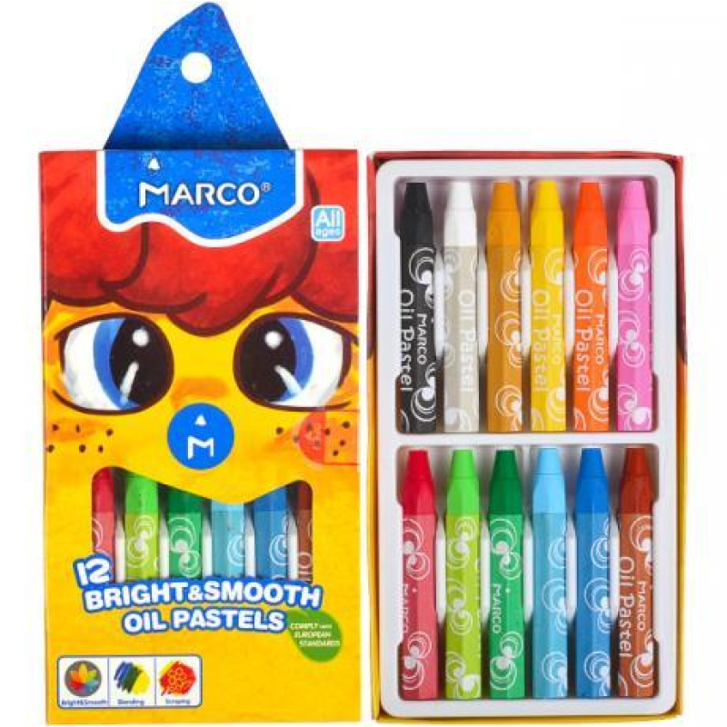 Пастель масляна 12 кольорів MARCO 1100OP-12CB KNZ Пастель масляна 12 кольорів MARCO 1100OP-12CB KNZ