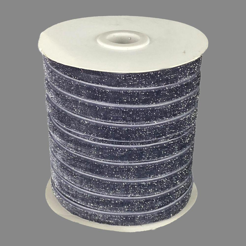 Оксамитова стрічка блискуча 1,0 см х 50 ярдів Сірий Marill (D16710- dark gray)