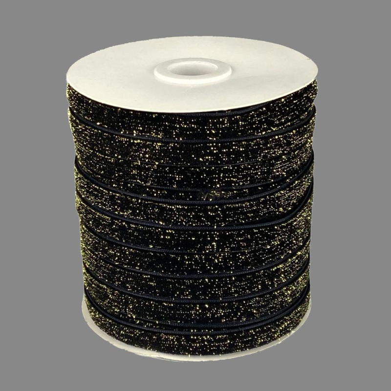 Оксамитова стрічка блискуча 1,0 см х 50 ярдів Чорний Marill (D16710-C 138)