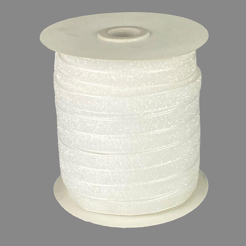 Оксамитова стрічка з люрексом 1,0 см х 50 ярдів Білий Marill (D00710-07)