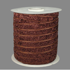 Оксамитова стрічка з люрексом 1,0 см х 50 ярдів Коричневий Marill (D00710-14)