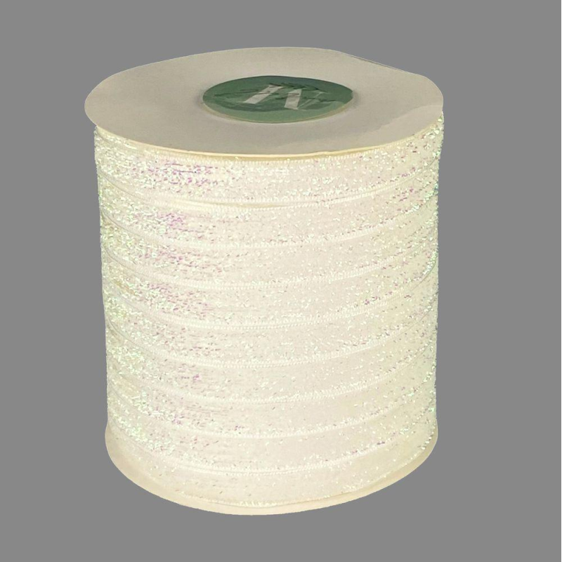 Оксамитова стрічка з люрексом 1,0 см х 50 ярдів Білий Marill (D00710- 28)