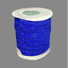 Оксамитова стрічка з люрексом 1,0 см х 50 ярдів Синій Marill (D00710- 01)