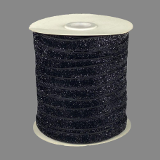 Оксамитова стрічка з люрексом 1,0 см х 50 ярдів Чорний Marill (D00710-08)