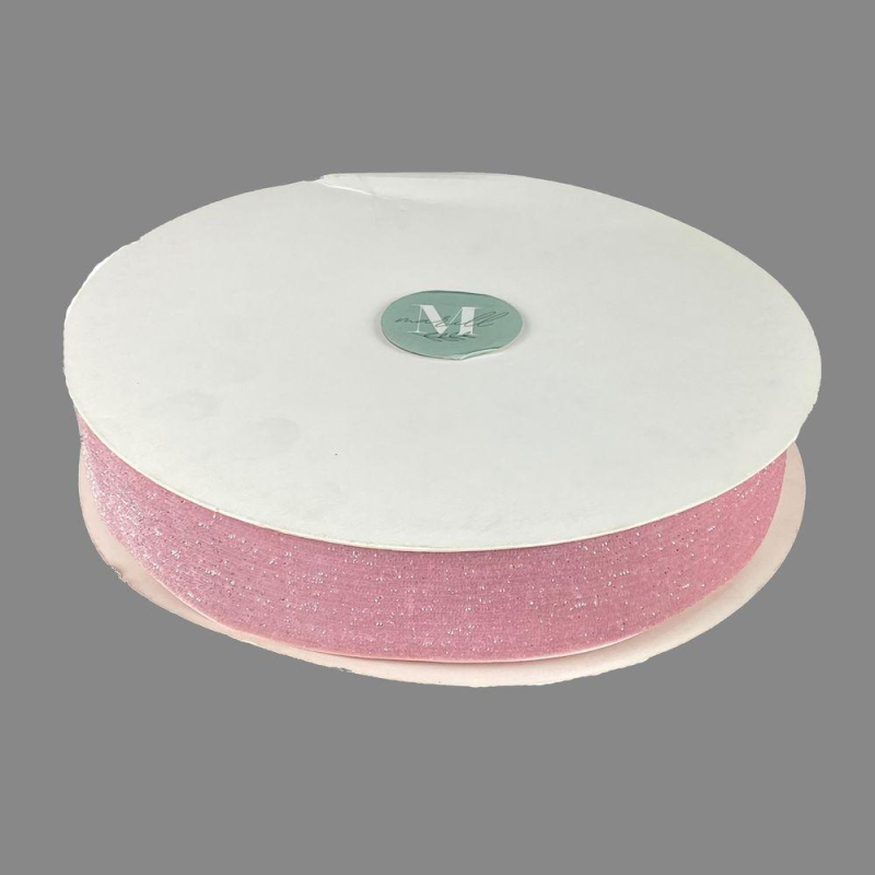 Оксамитова стрічка блискуча 4,0 см х 30 ярдів Рожевий Marill (D16740- pink)