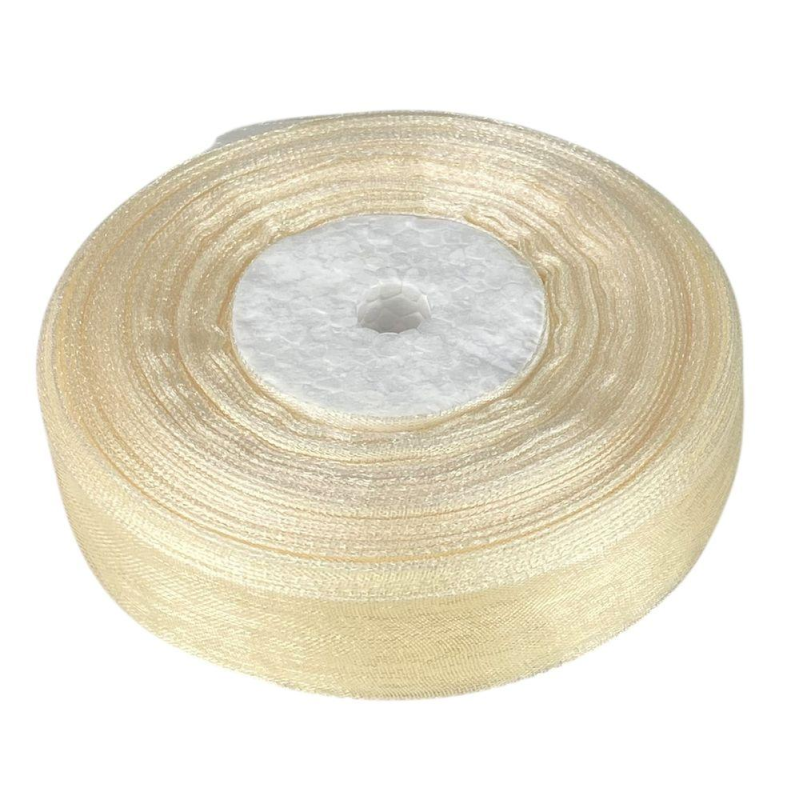 Стрічка з органзи “айворі“ 2,0 см х 50 ярдів Бежевий Marill (D02020-bk06)