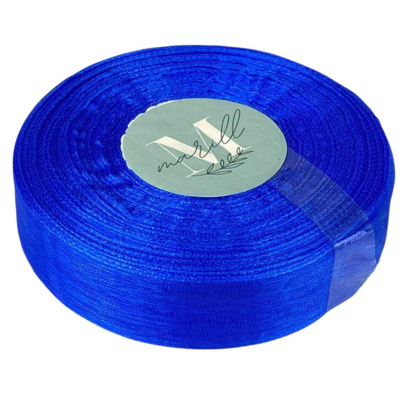 Стрічка з органзи синя 2,0 см х 50 ярдів Синій Marill (D02020-1040)