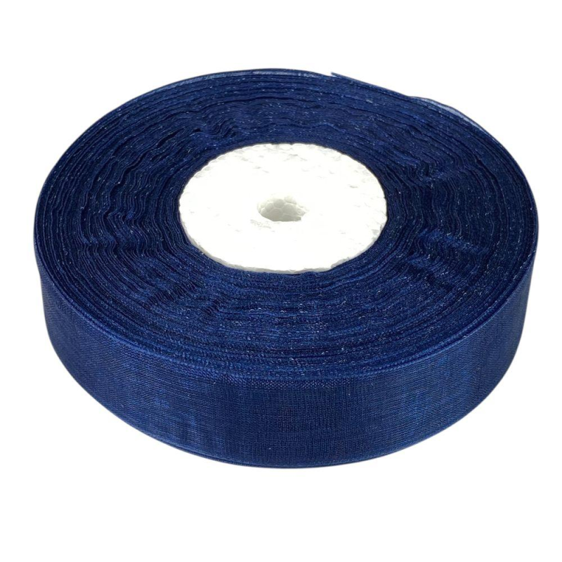 Стрічка з органзи темно-синя 2,0 см х 50 ярдів Синій Marill (D02020-38)