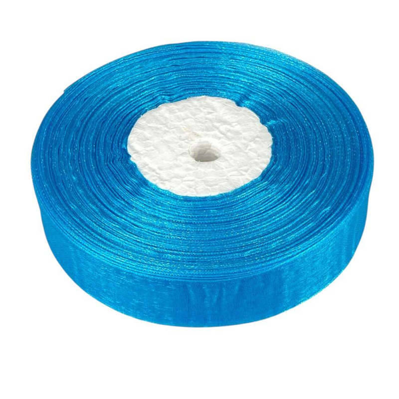 Стрічка з органзи яскраво-блакитна 2,0 см х 50 ярдів Блакитний Marill (D02020-047)