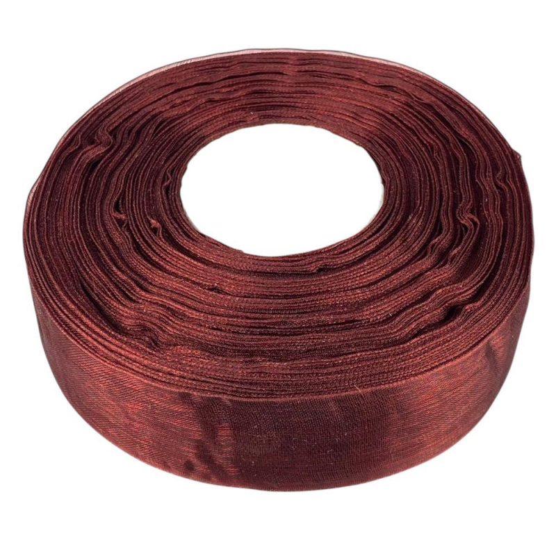 Стрічка з органзи “бургунді“ 2,5 см х 50 ярдів Коричневий Marill (D02025-bk33) Стрічка з органзи “бургунді“ 2,5 см х 50 ярдів Коричневий Marill (D02025-bk33)