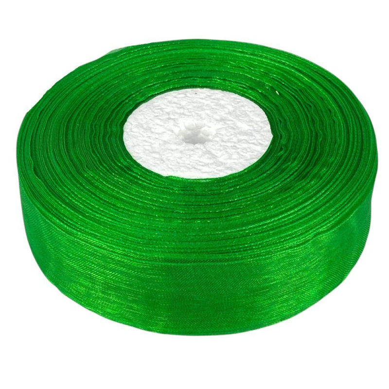 Стрічка з органзи зелена 2,5 см х 50 ярдів Зелений Marill (D02025-1019)