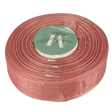 Стрічка з органзи пудра 2,5 см х 50 ярдів Рожевий Marill (D02025-1041)