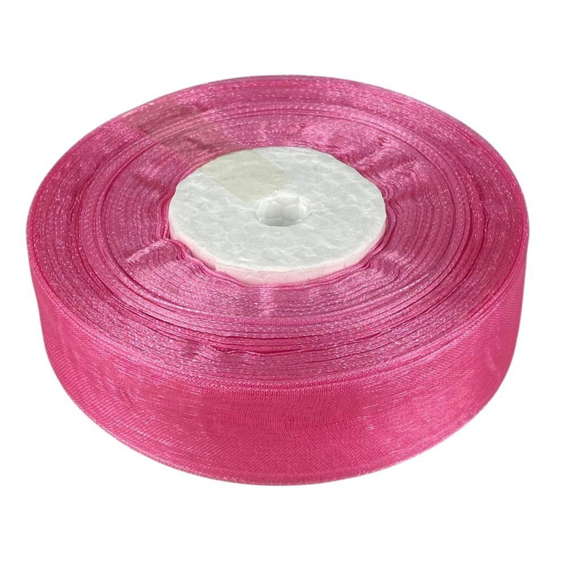Стрічка з органзи темно-рожева 2,5 см х 50 ярдів Рожевий Marill (D02025-1094)