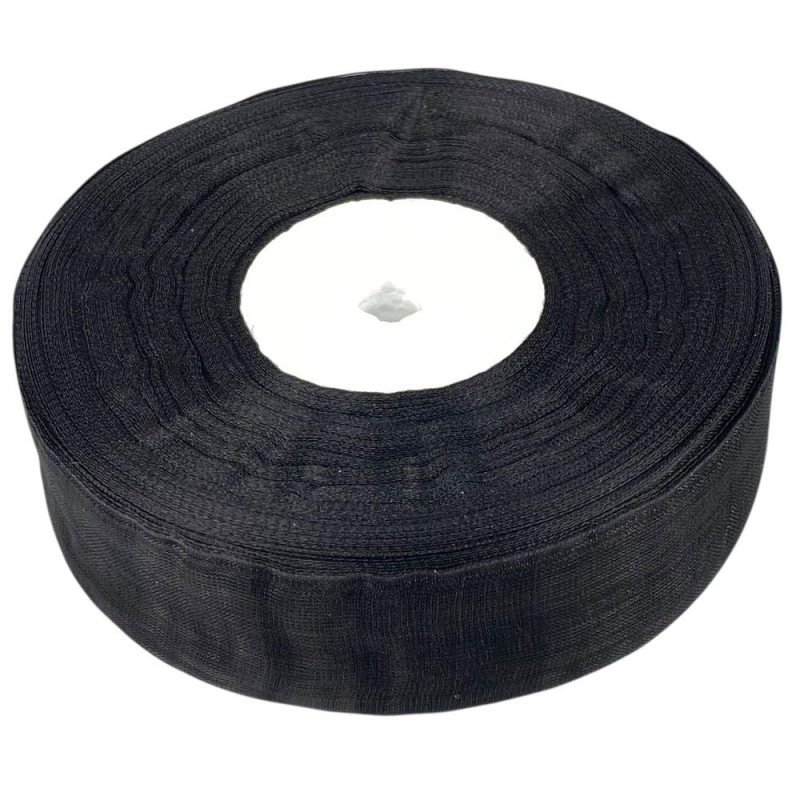 Стрічка з органзи чорна 2,5 см х 50 ярдів Чорний Marill (D02025-1039)