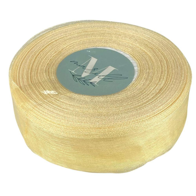 Стрічка з органзи кремова 2,5 см х 50 ярдів Бежевий Marill (D02025-1002)
