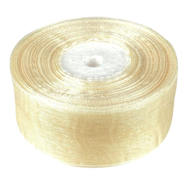 Стрічка з органзи “айворі“ 4,0 см х 50 ярдів Бежевий Marill (D02040-bk06)