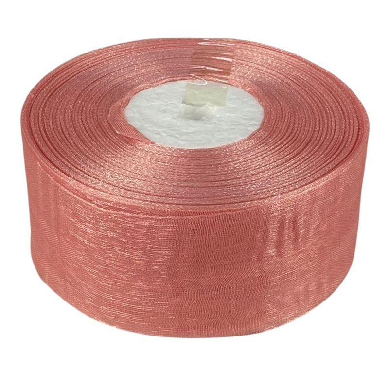 Стрічка з органзи пудра 4,0 см х 50 ярдів Рожевий Marill (D02040-1041)