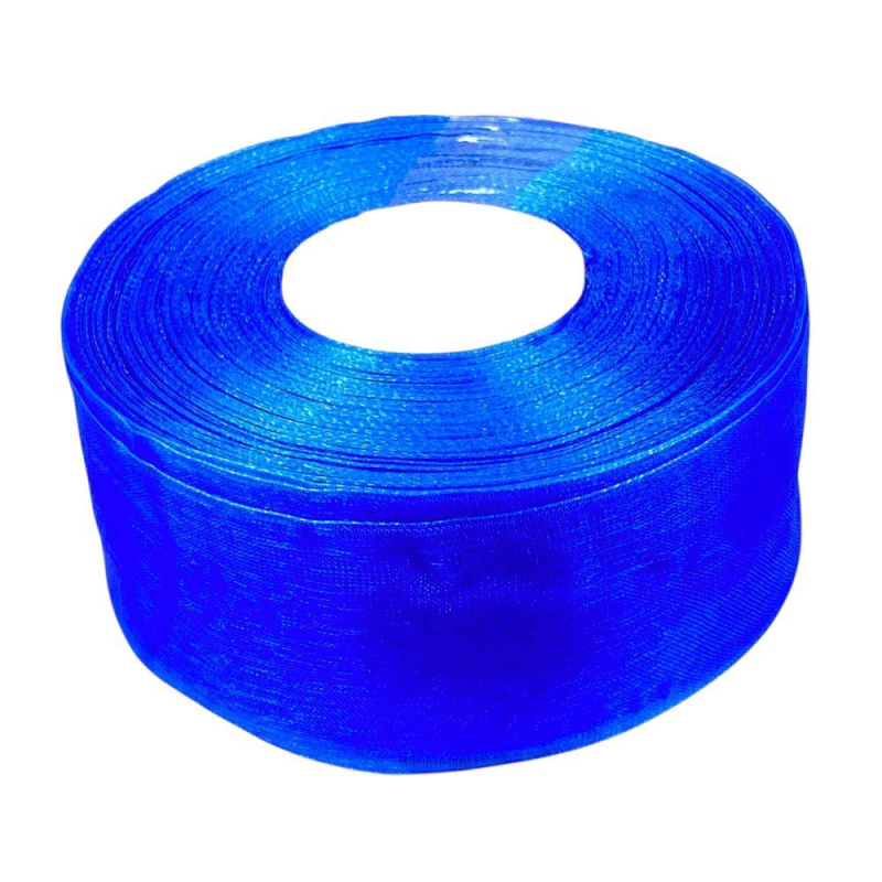 Стрічка з органзи синя 4,0 см х 50 ярдів Синій Marill (D02040-1040)
