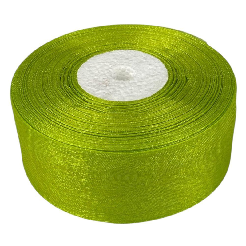 Стрічка з органзи оливкова 4,0 см х 50 ярдів Зелений Marill (D02040-68)