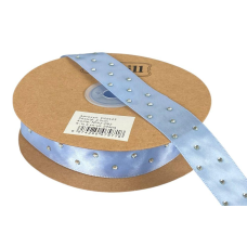 Атласна стрічка 2,5 см х 18 м зі стразами блакитна (D19125-A2-082)