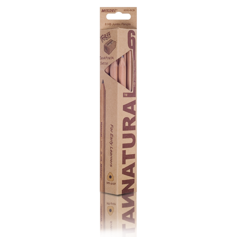 Олівці графітні “MARCO“ Natural Jumbo з точилкою (6 шт, НB) 6050-6CB KNZ