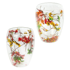 Склянка з подвійним дном 350мл скло з квітами KNZ