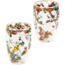 Склянка з подвійним дном 450мл скло з квітами KNZ