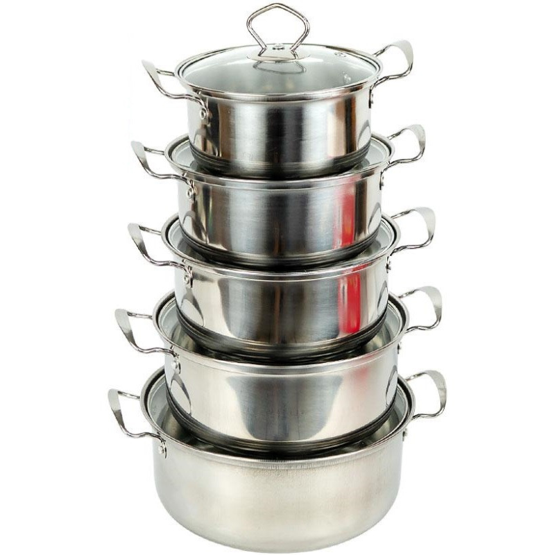 Набір каструль 5 шт. із неіржавкої сталі 1 л/1,5 л/2 л/2,5 л/3 л із кришками 898-8 KNZ
