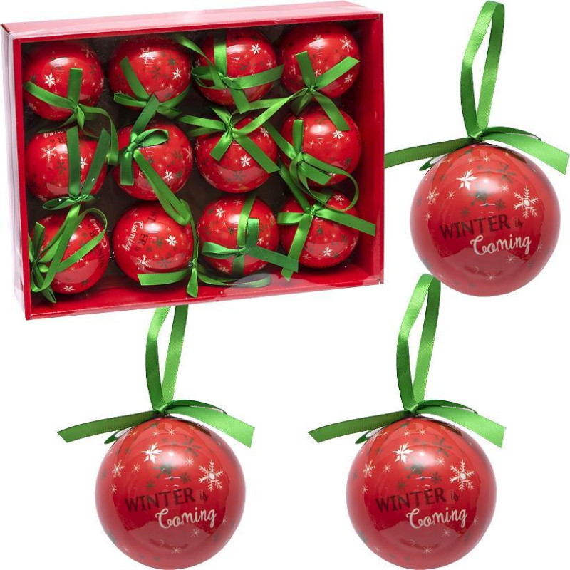 Набір новорічних ялинкових куль 12 шт D7 см Червоний 75-276С, ялинкові кулі KNZ