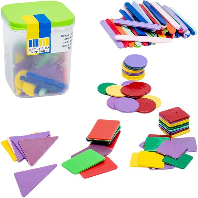 Набір Палички і геометричні фігури в контейнері KNZ Набір Палички і геометричні фігури в контейнері KNZ