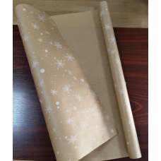 Крафт-пакет двосторонній новорічний “Сніжинки“ на крафті, 0,68х8м Бежевий Unison (Пт-І-23)